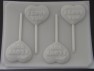 919 I Love You Heart Chocolate or Hard Candy Lollipop Mold